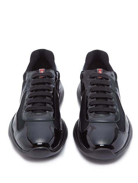 prada america's cup leather and mesh sneakers men|prada americas cup sneakers black.